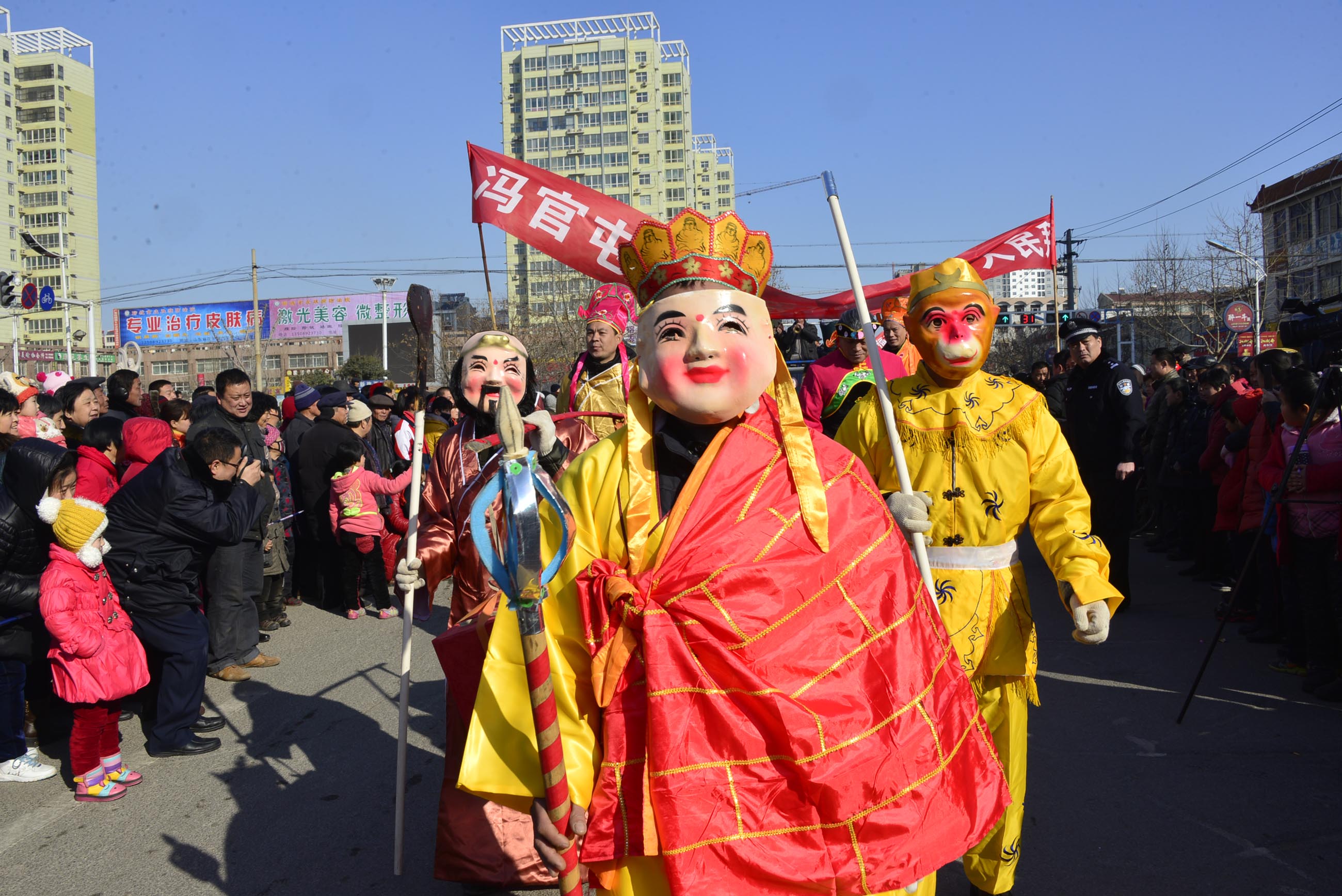 2014年2月10日，山东省茌平县春节群众文化活动剪影。