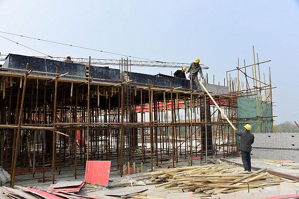 2014年3月24日，山东省茌平县实验幼儿园建设工地现场。