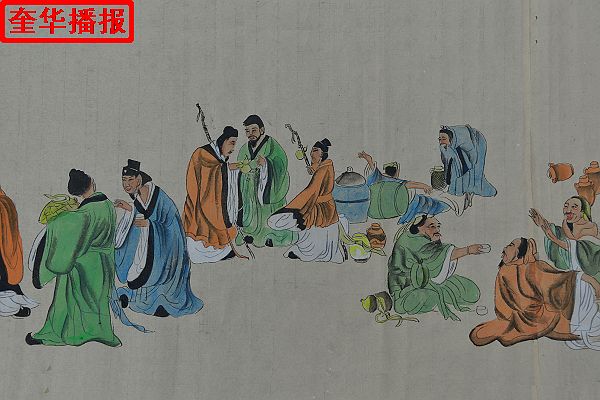 山东：89岁老翁张宗源手绘醉仙图局部。